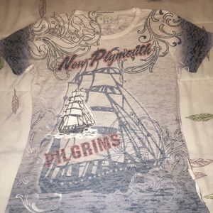 Blue 84 New Plymouth pilgrims T in medium